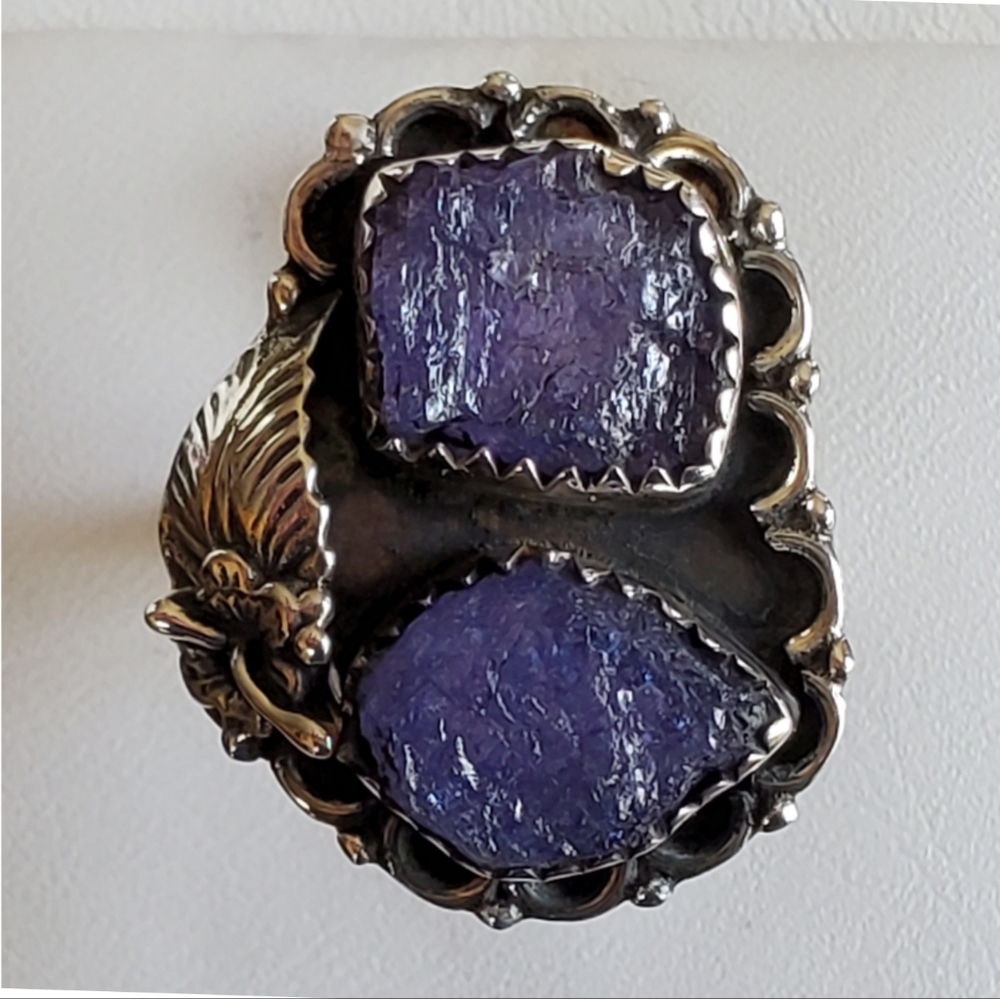 Genuine Raw, Violet Tanzanite Ring Size 7